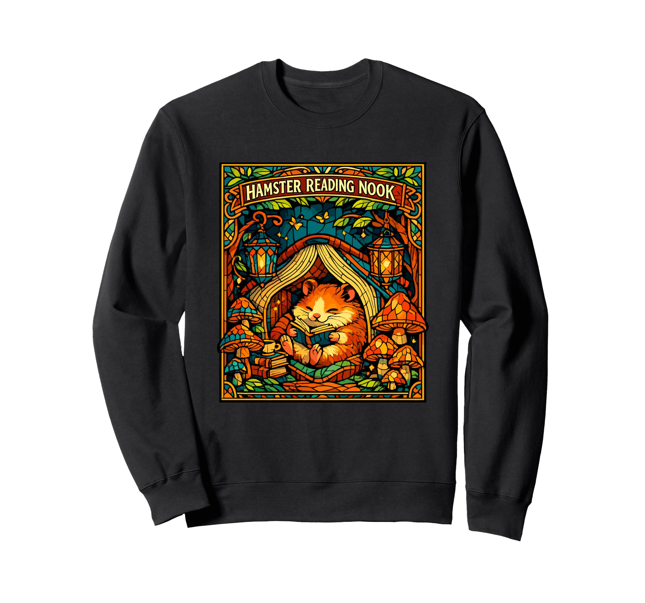 Hamster Reading Nook Cozy Bookworm Pet Sweatshirt - Trendy Graphic Unisex - T-Shirt, Sweatshirt, Hoodie