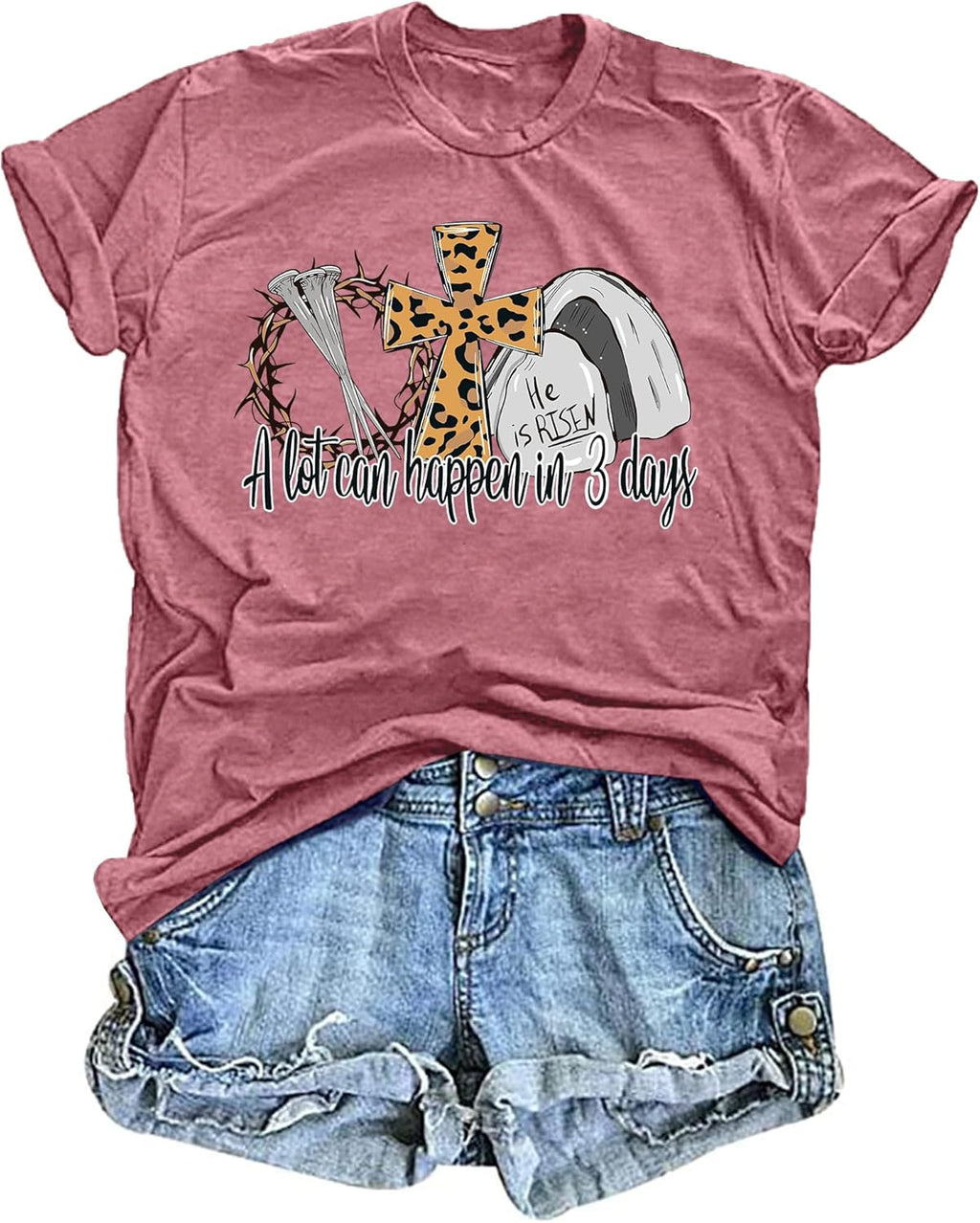 Easter Shirt for WomenA Lot Can Happen in 3 Days T Shirt Christian Jesus Shirts Religious Short Sleeve Tee Tops - T-Shirt, Sweatshirt, Hoodie