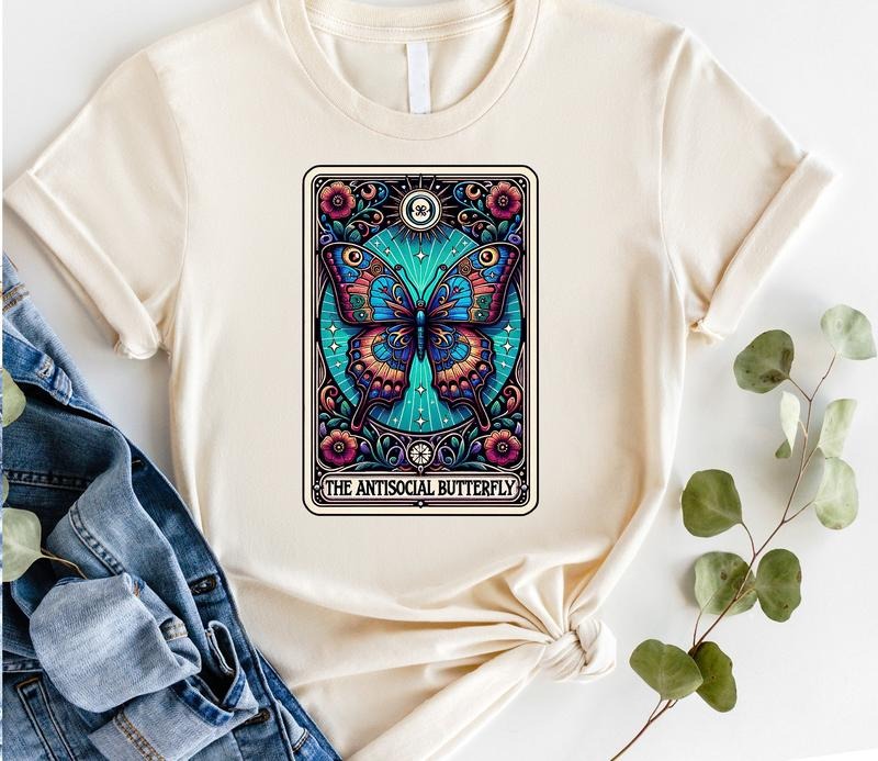 #816 Anti Social Butterfly Tarot Print Crew Neck T-Shirts, Hoodie, Sweatshirt - T-Shirt, Sweatshirt, Hoodie