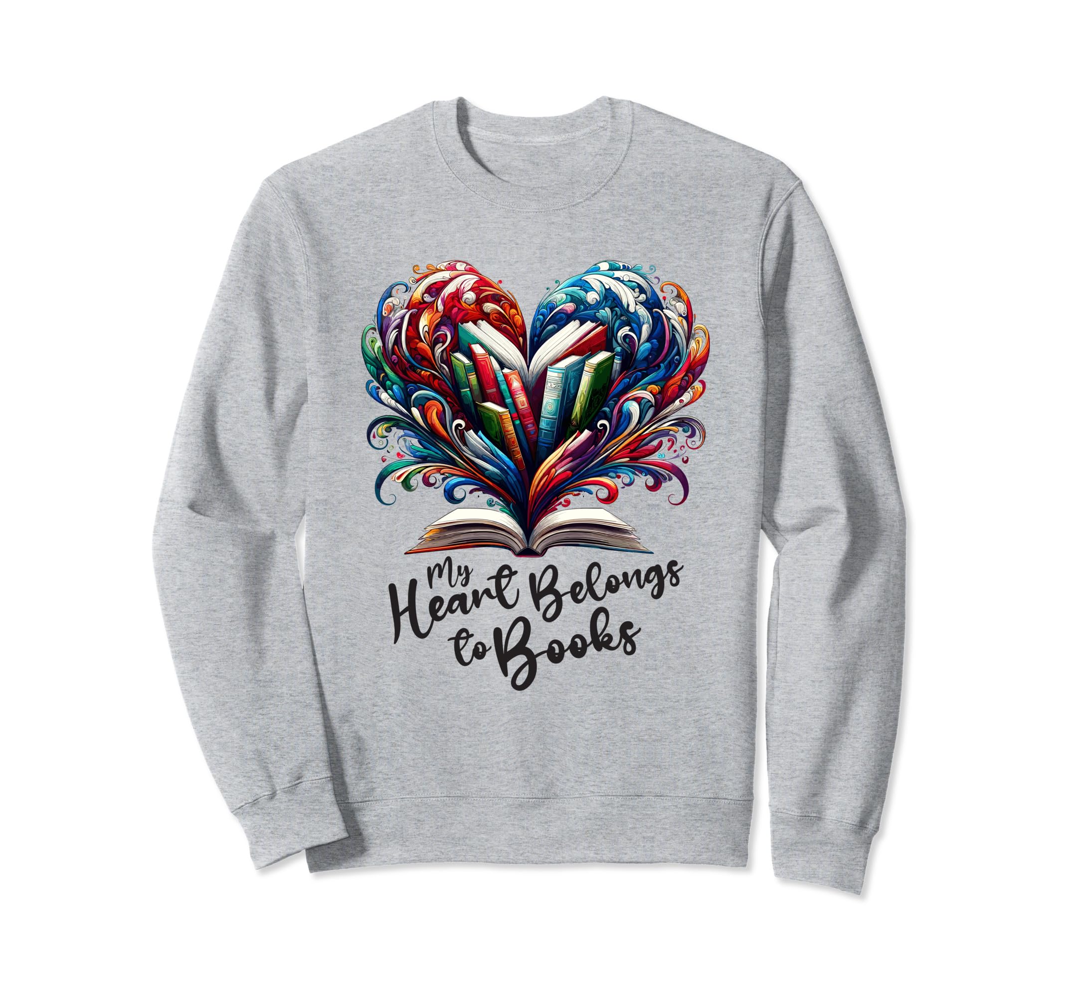 Book Love Heart Colorful Heart Book Sweatshirt - Unique Graphic Unisex - T-Shirt, Sweatshirt, Hoodie