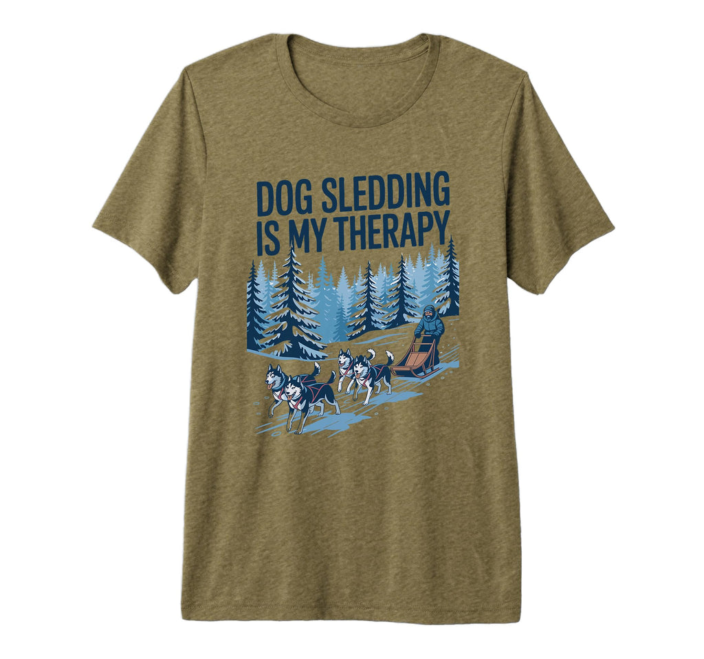 Dog Sledding Is My Therapy Husky Dog T-Shirt - Aesthetic Graphic Unisex - T-Shirt, Sweatshirt, Hoodie