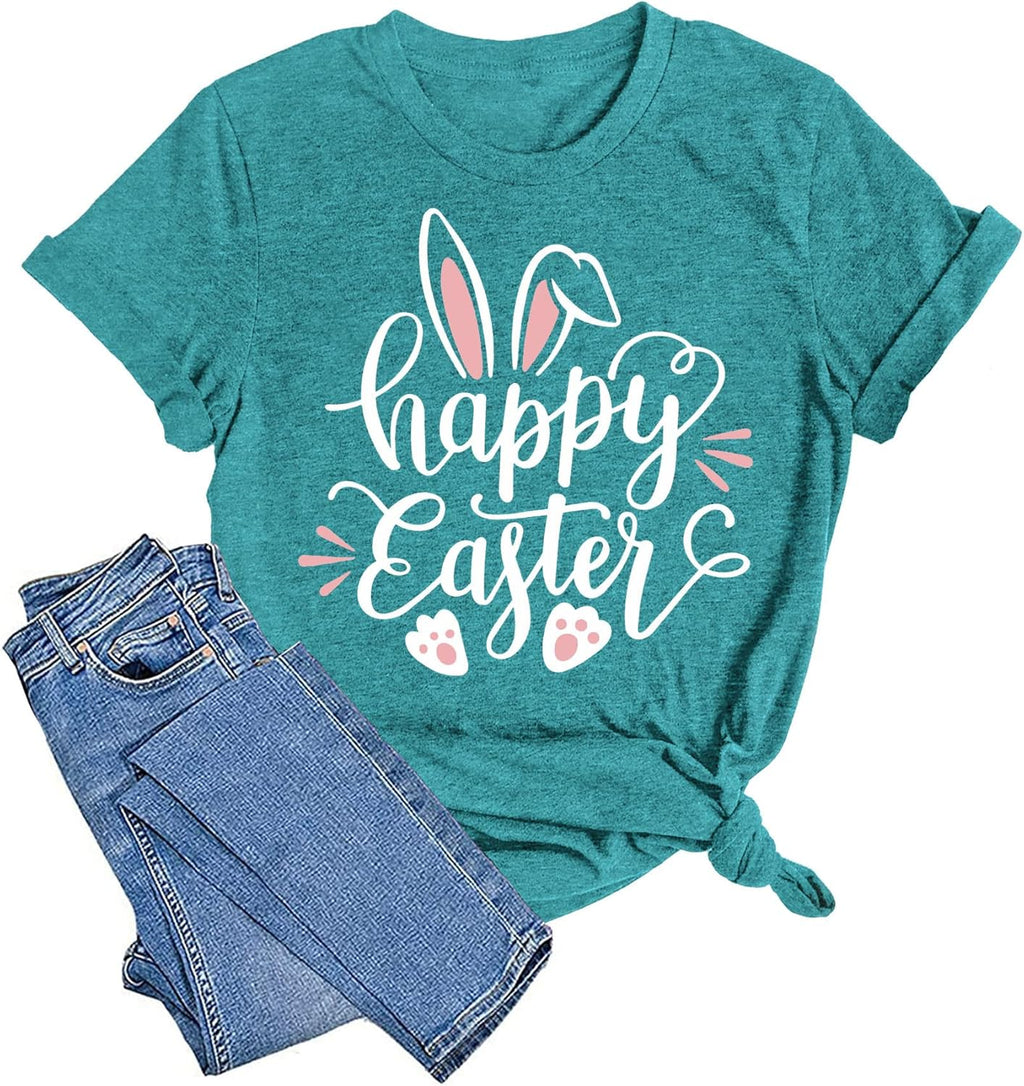 LAZYCHILD Women Easter Teacher Shirts: Funny Treat All with Kindness T-Shirt Bunny Rabbit Tee Tops - T-Shirt, Sweatshirt, Hoodie