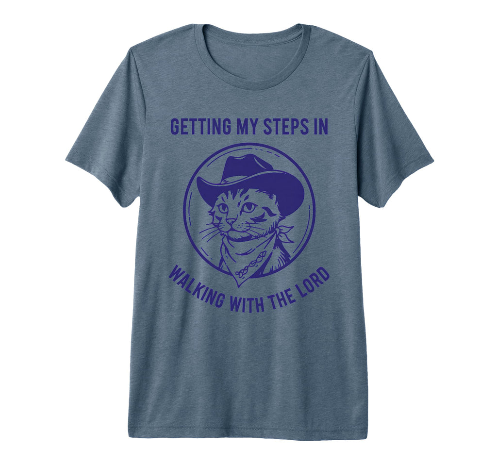 Getting My Steps Walking Lord Cat Tri T-Shirt - Custom Art Print Men Women - T-Shirt, Sweatshirt, Hoodie