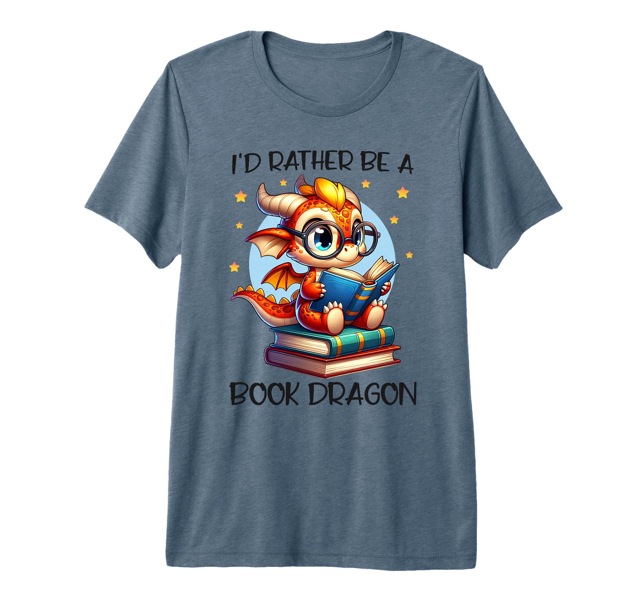 Id Rather Be Book Dragon Reading T-Shirt - Casual Everyday Wear Unisex - T-Shirt, Sweatshirt, Hoodie