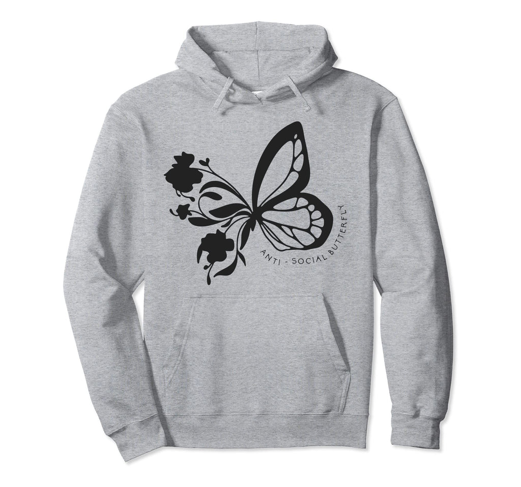 Anti Social Butterfly Funny Introvert Hoodie - Trendy Graphic Men Women - T-Shirt, Sweatshirt, Hoodie