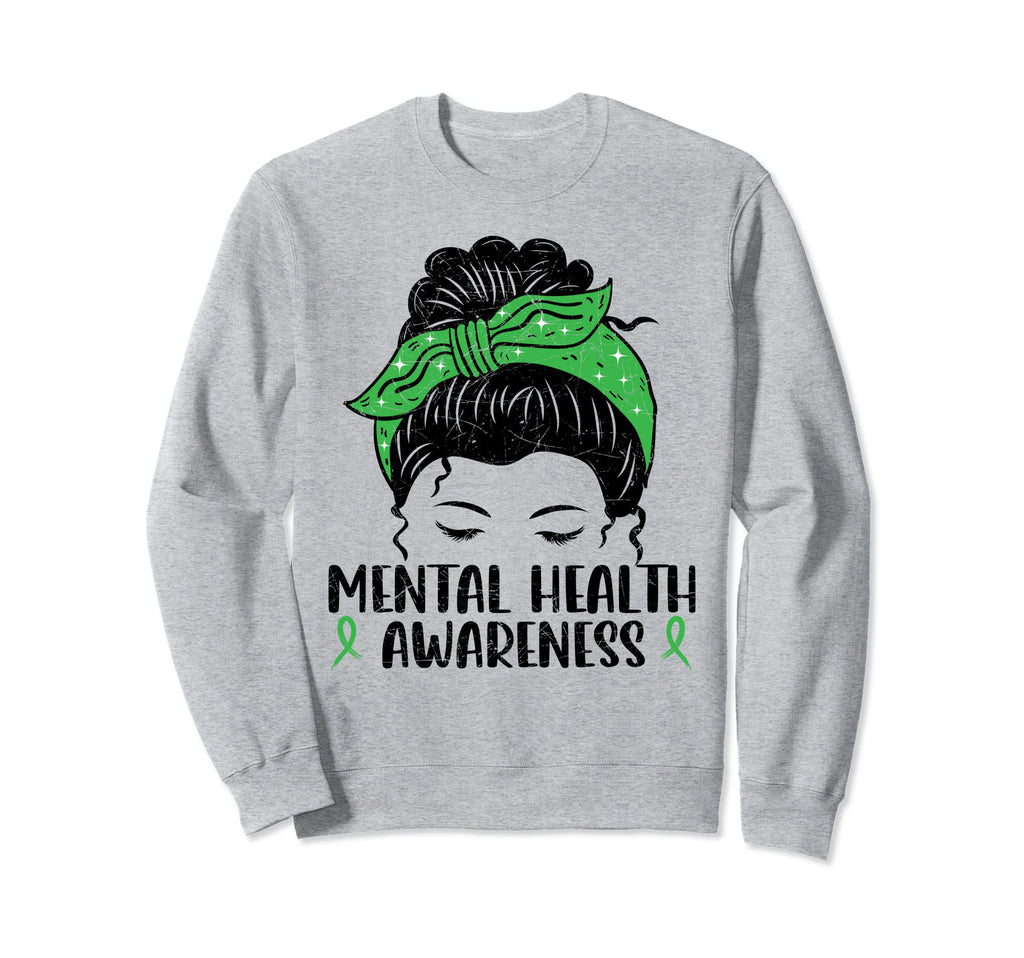Messy Bun Mental Health Gift Sweatshirt - Aesthetic Graphic for Adults - T-Shirt, Sweatshirt, Hoodie