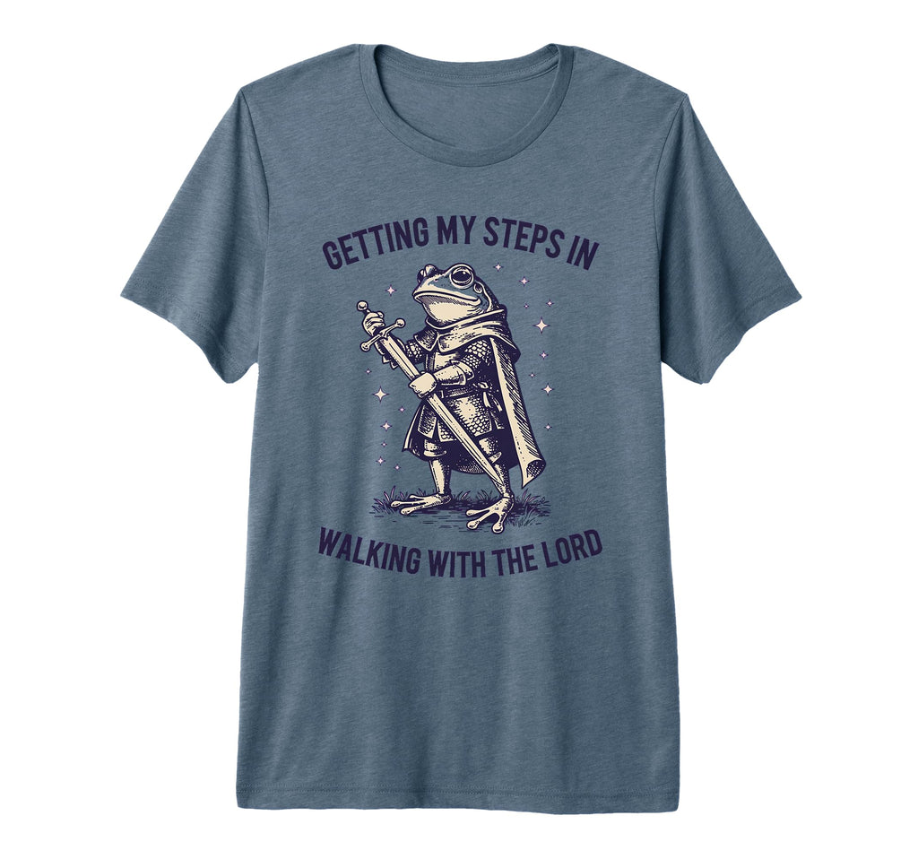 Getting My Steps Walking Lord Frog Tri T-Shirt - Unique Graphic for Adults - T-Shirt, Sweatshirt, Hoodie