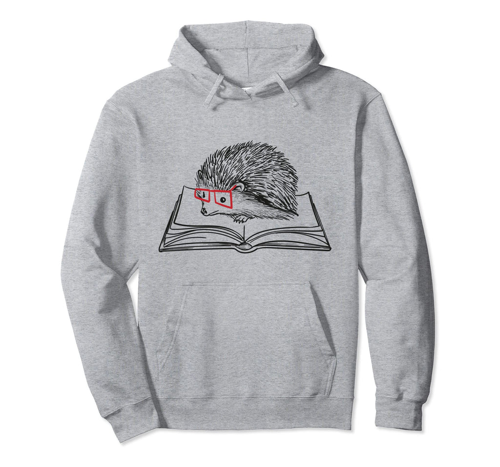 Intellectual Hedgehog Reading Book Hoodie - Casual Everyday Wear Men Women - T-Shirt, Sweatshirt, Hoodie