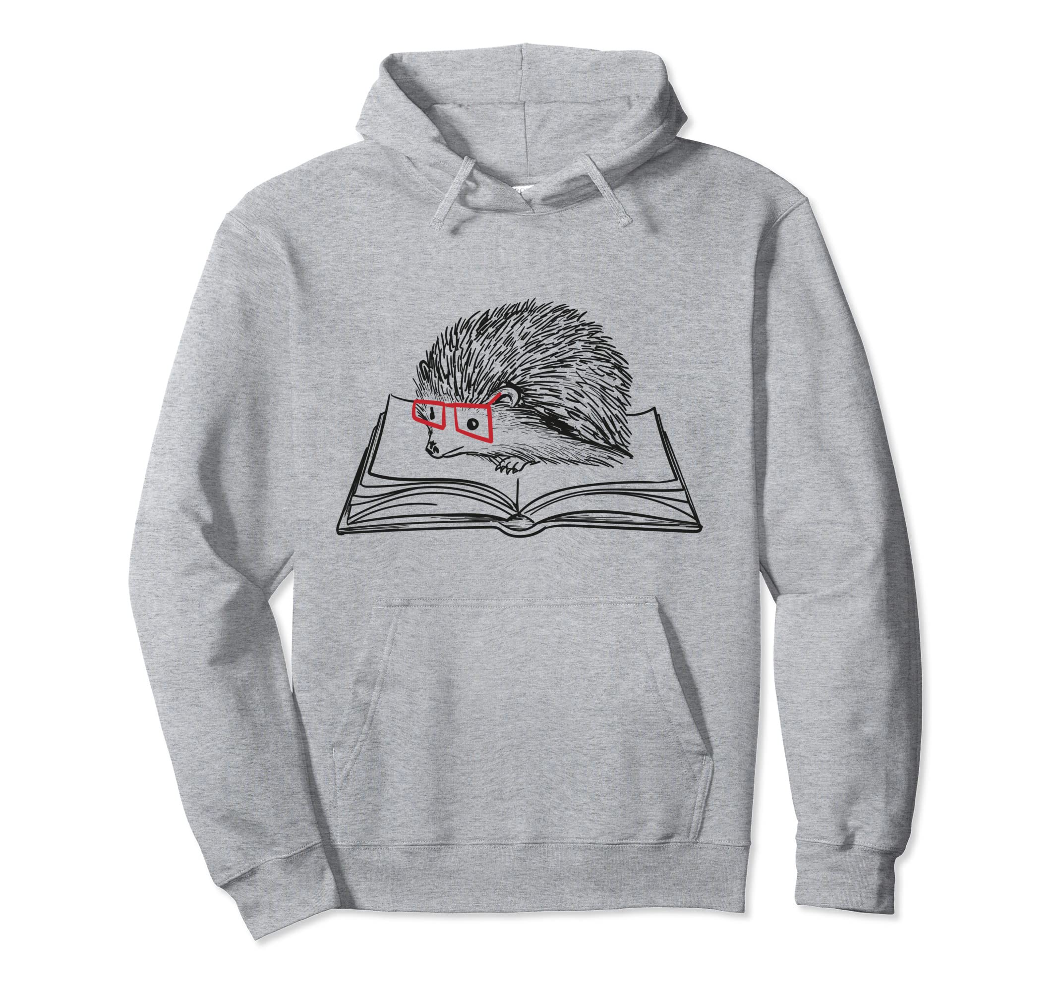 Intellectual Hedgehog Reading Book Hoodie - Casual Everyday Wear Men Women - T-Shirt, Sweatshirt, Hoodie