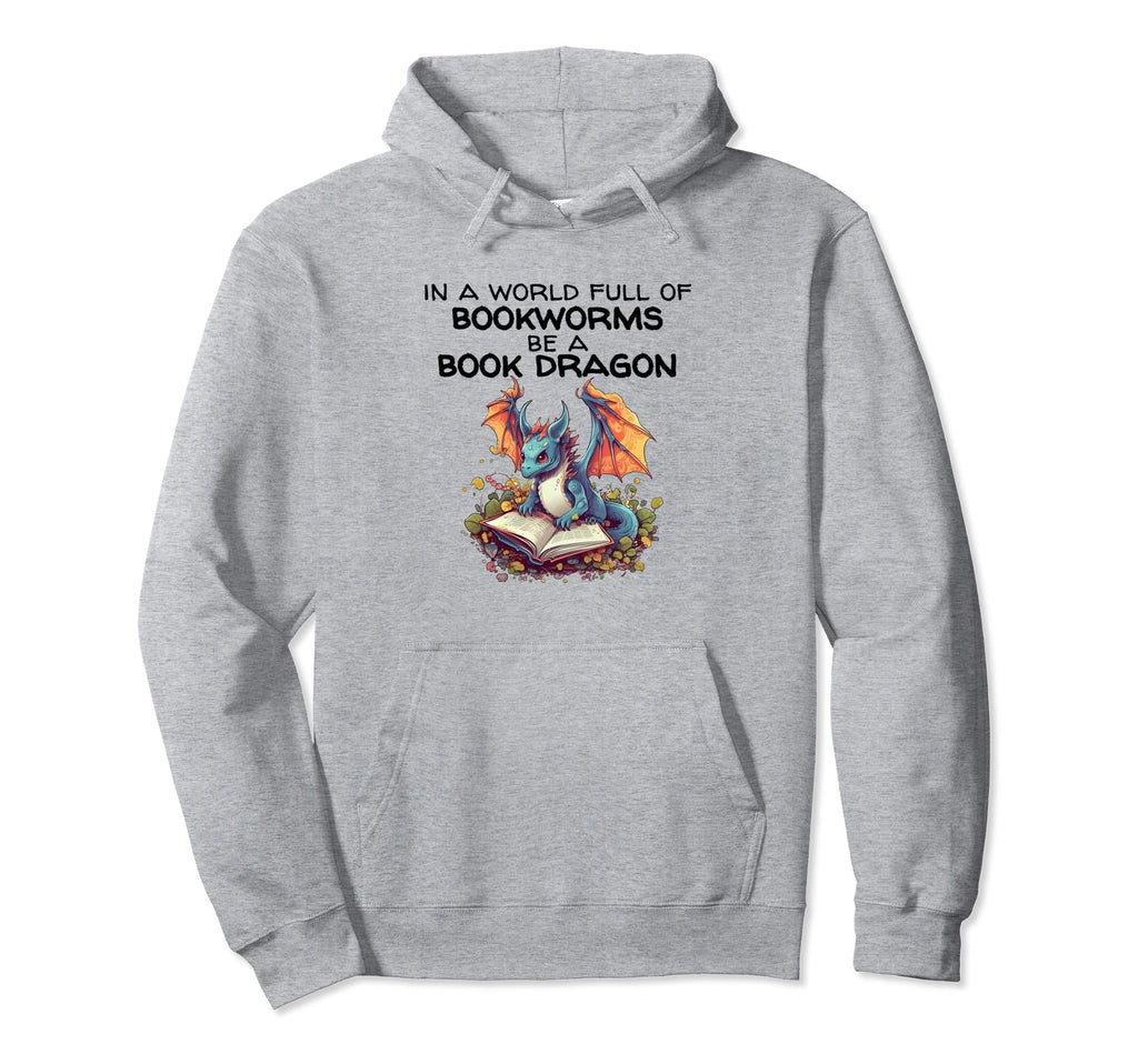 World Bookworms Be Book Dragon Reading Hoodie - Graphic Print for Adults - T-Shirt, Sweatshirt, Hoodie