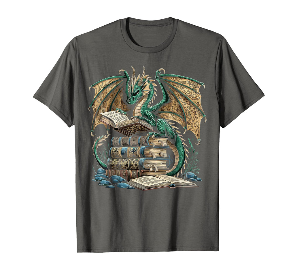 Bookworm Dragons Reading Book T-Shirt - Casual Everyday Wear Men Women - T-Shirt, Sweatshirt, Hoodie