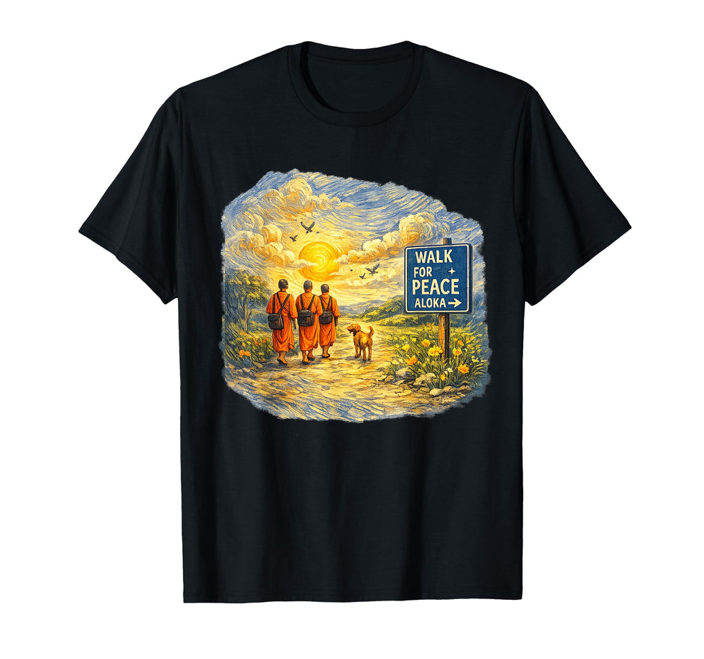 Walk Peace Monks Aloka Dog Starry T-Shirt - Custom Art Print for Adults - T-Shirt, Sweatshirt, Hoodie