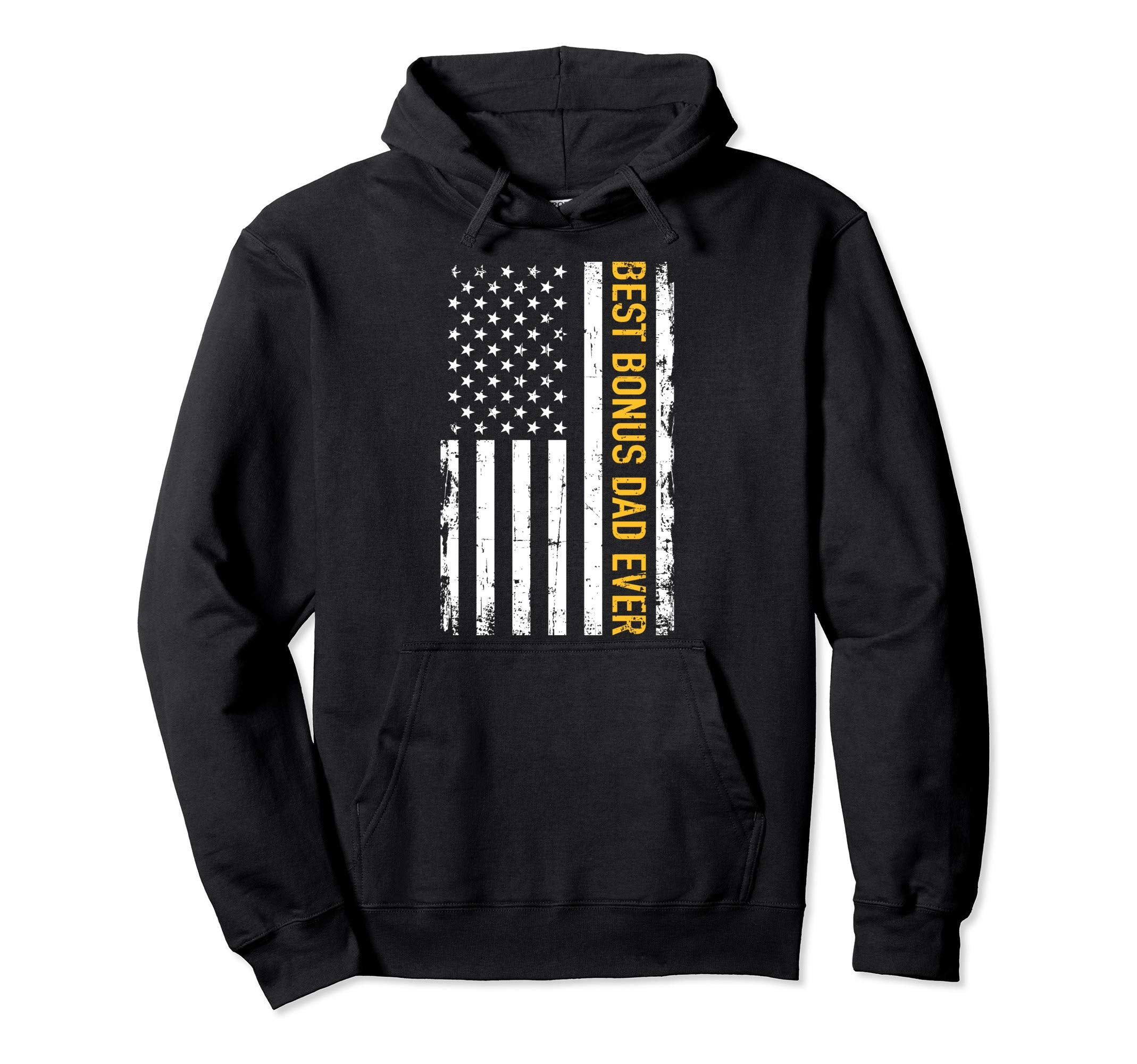 Best Bonus Dad Ever Us American Flag Hoodie - Minimalist Print Men Women - T-Shirt, Sweatshirt, Hoodie