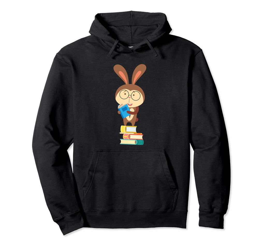 Nerd Mouse Over Stack Books Funny Hoodie - Casual Everyday Wear Men Women - T-Shirt, Sweatshirt, Hoodie