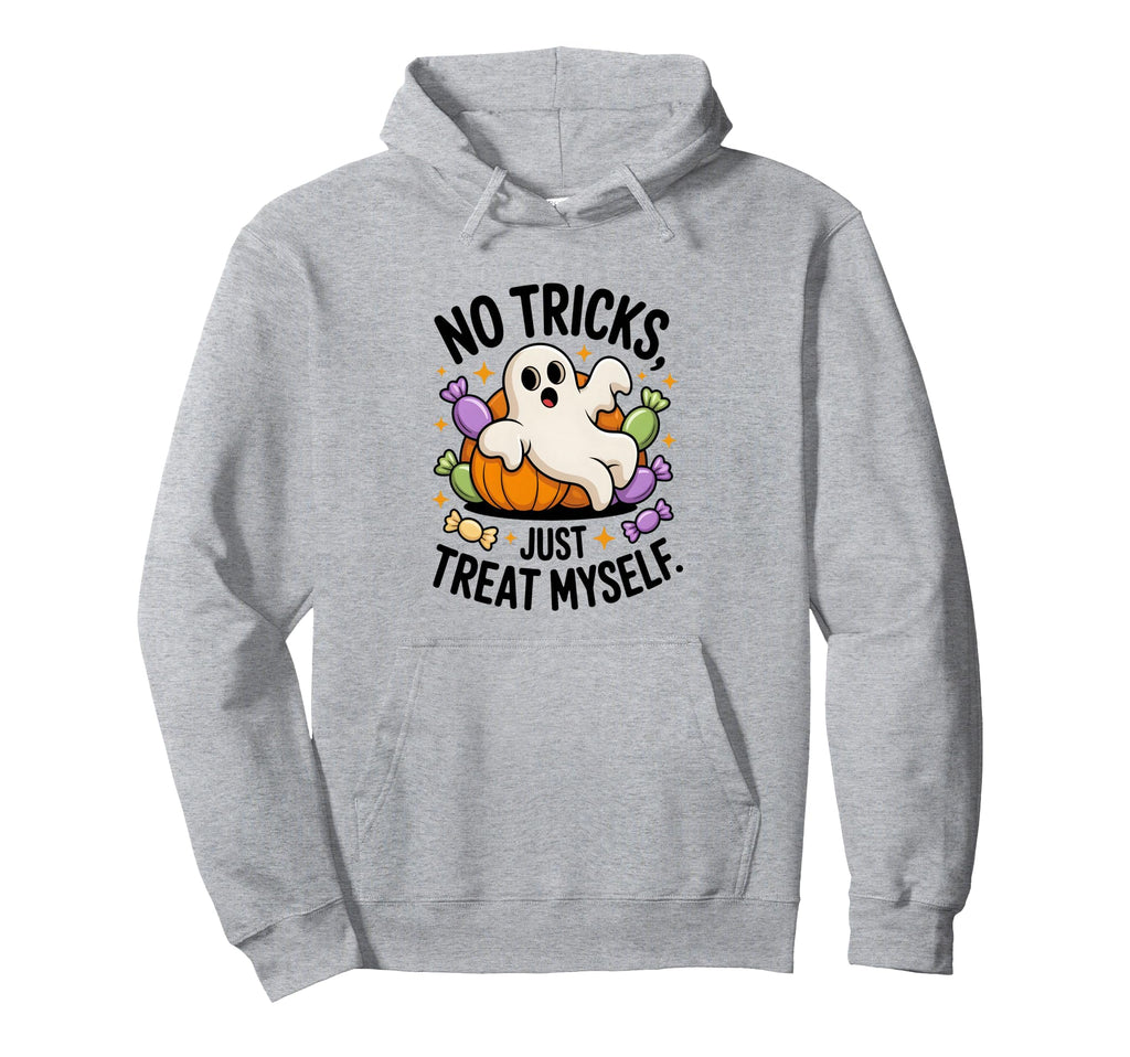No Tricks Just Treat Myself Halloween Fun Hoodie - Minimalist Print Unisex - T-Shirt, Sweatshirt, Hoodie