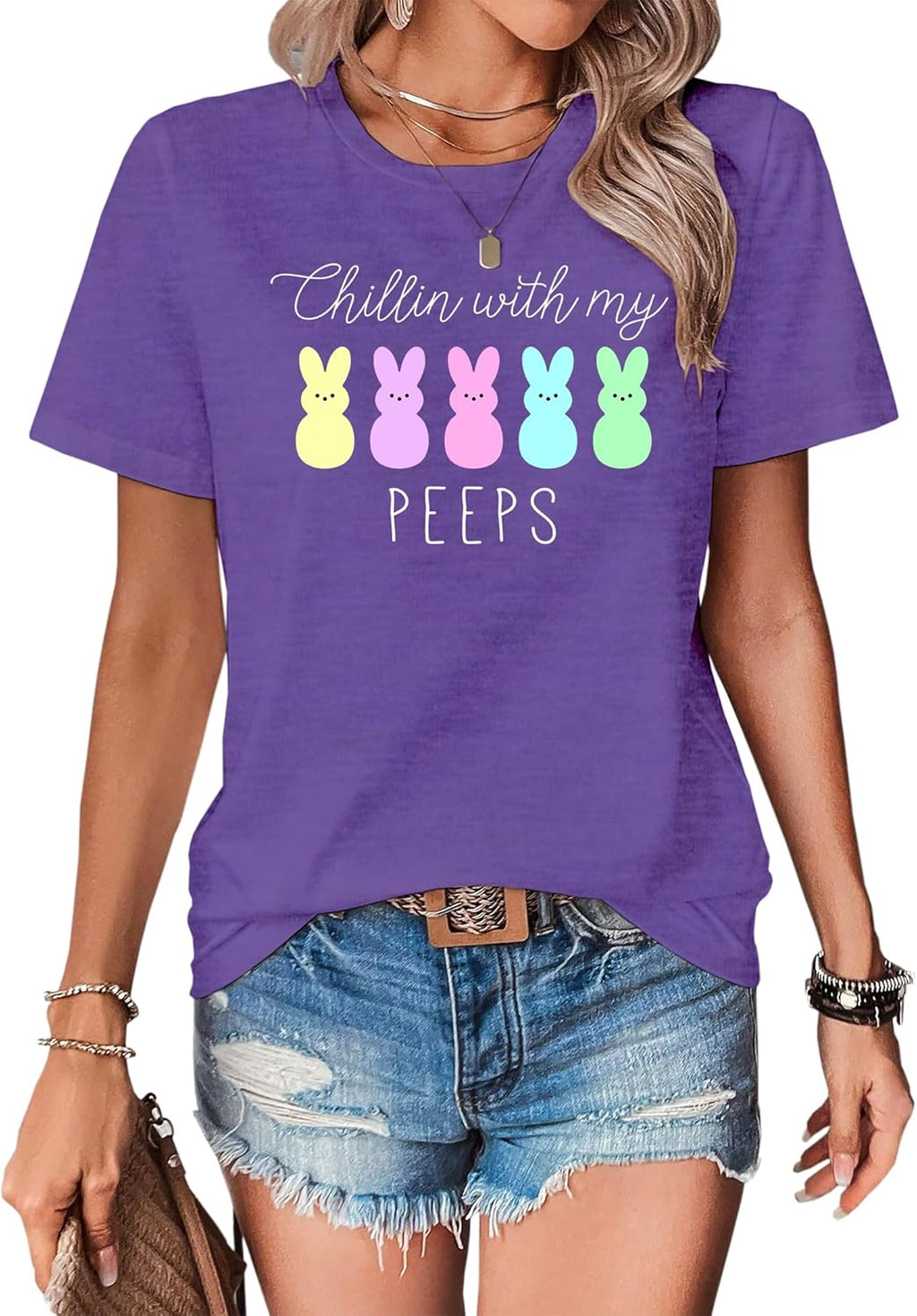 Easter Shirts for Women Treat All Peeps with Kindness Tshirts Stylish Holiday T-Shirts Funny Bunny Graphic Tees - T-Shirt, Sweatshirt, Hoodie