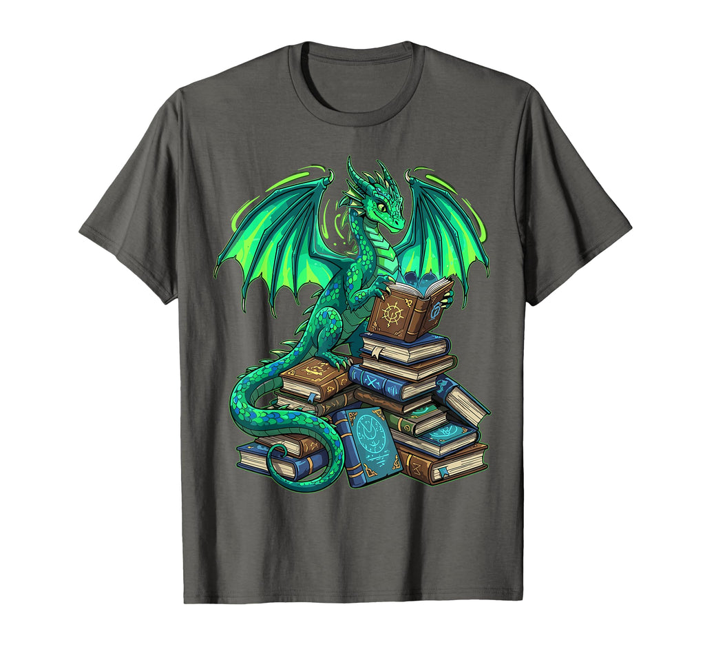 Book Dragon Reading Fantasy T-Shirt - Aesthetic Graphic Men Women - T-Shirt, Sweatshirt, Hoodie