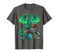 Book Dragon Reading Fantasy T-Shirt - Aesthetic Graphic Men Women - T-Shirt, Sweatshirt, Hoodie