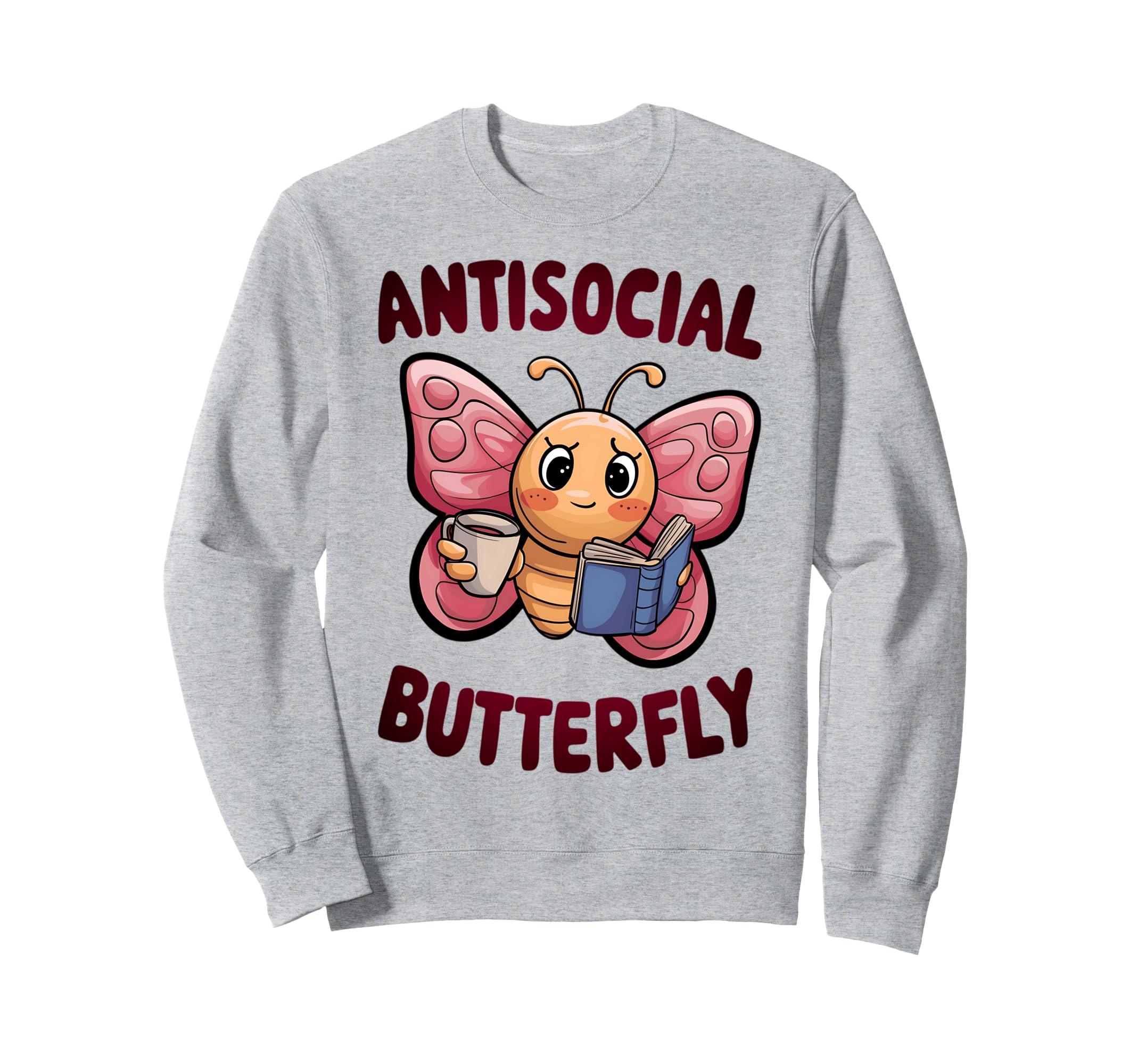 Groovy Anti Social Butterfly Ironic Sweatshirt - Unique Graphic Unisex - T-Shirt, Sweatshirt, Hoodie