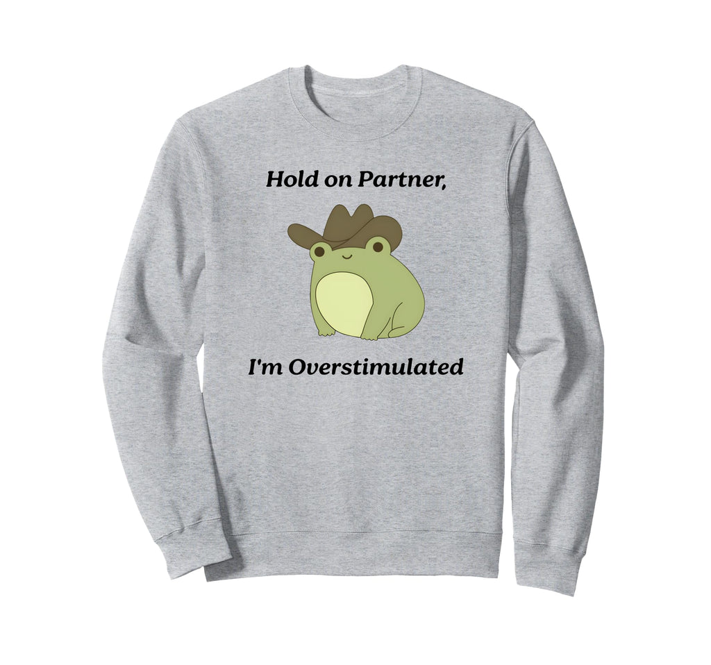 Hold Partner Im Overstimulated Meme Sweatshirt - Trendy Graphic Unisex - T-Shirt, Sweatshirt, Hoodie