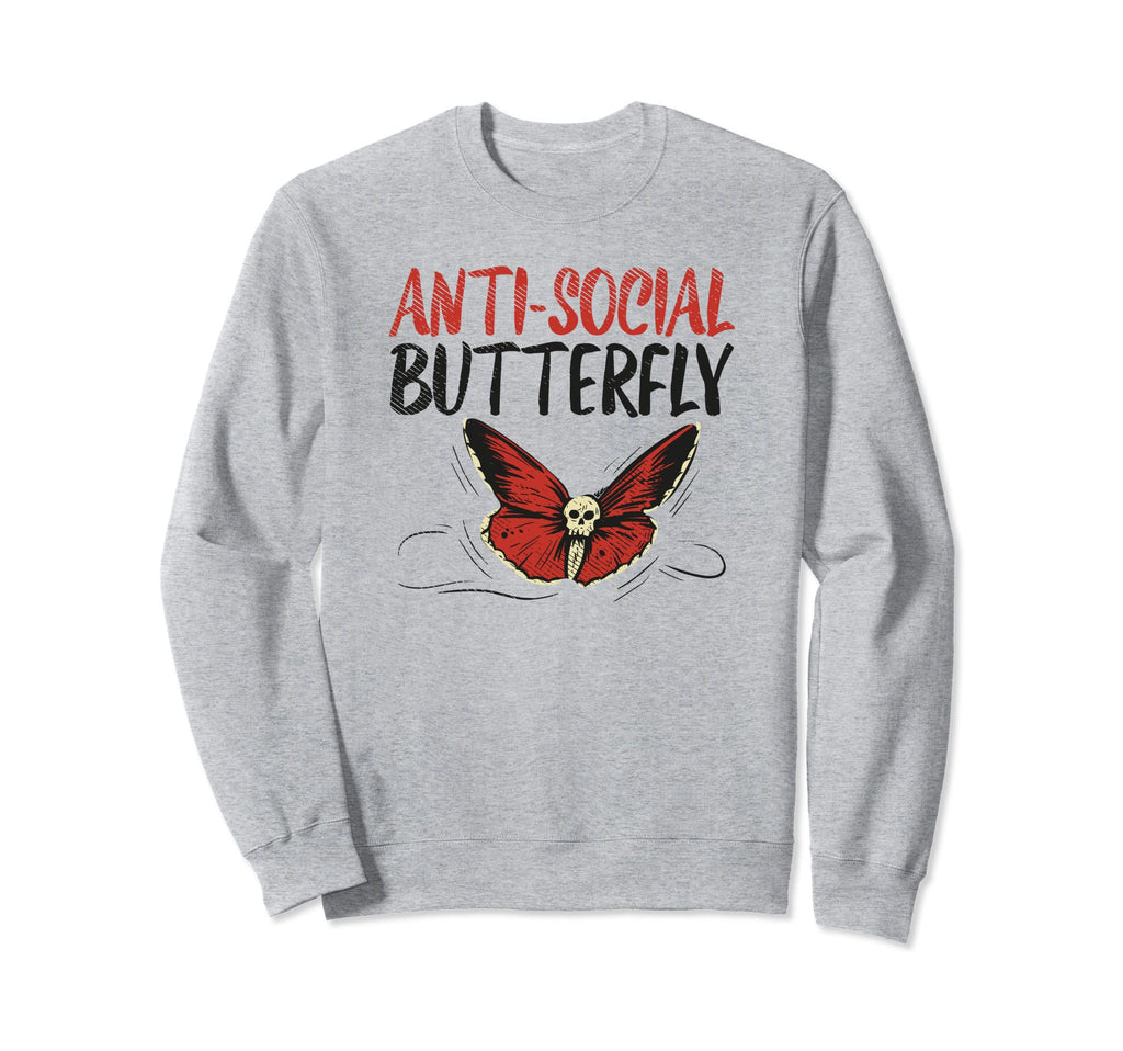 Anti Social Butterfly Goth Gothic Sweatshirt - Minimalist Print Unisex - T-Shirt, Sweatshirt, Hoodie