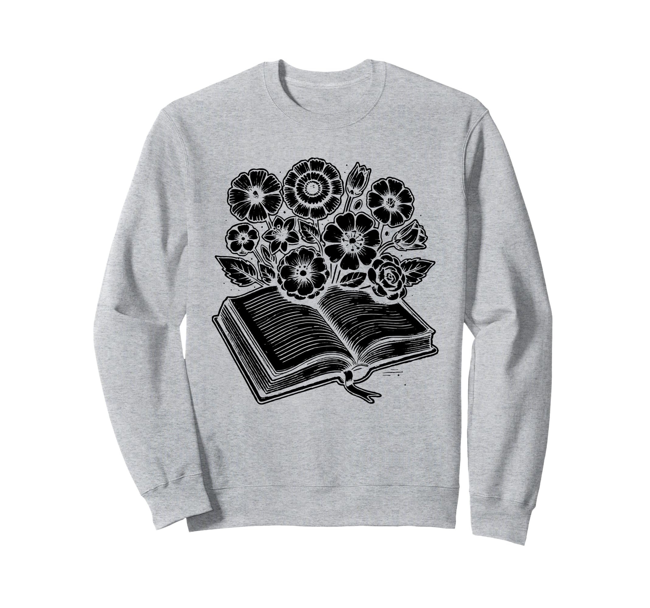 Book Flower Floral Reading Books Sweatshirt - Trendy Graphic Unisex - T-Shirt, Sweatshirt, Hoodie