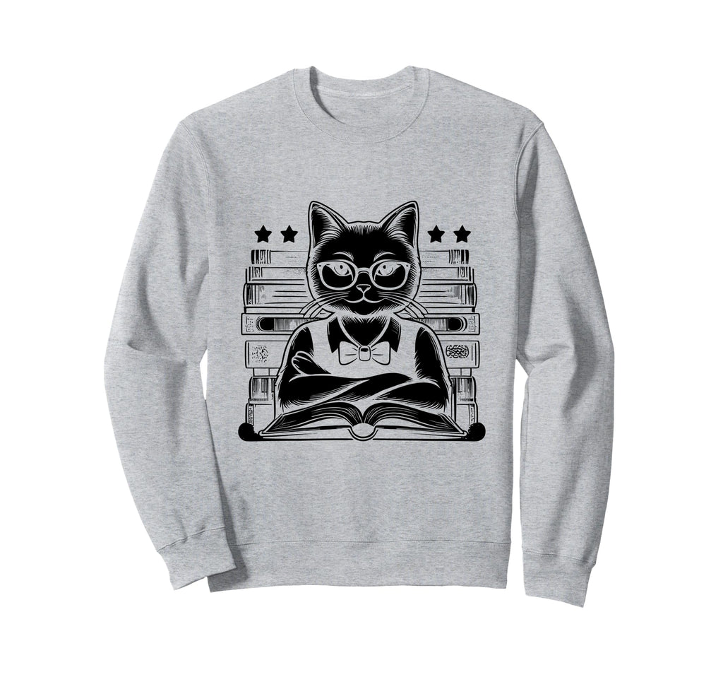 Cat Librarian Library Book Reading Sweatshirt - Streetwear Style Unisex - T-Shirt, Sweatshirt, Hoodie