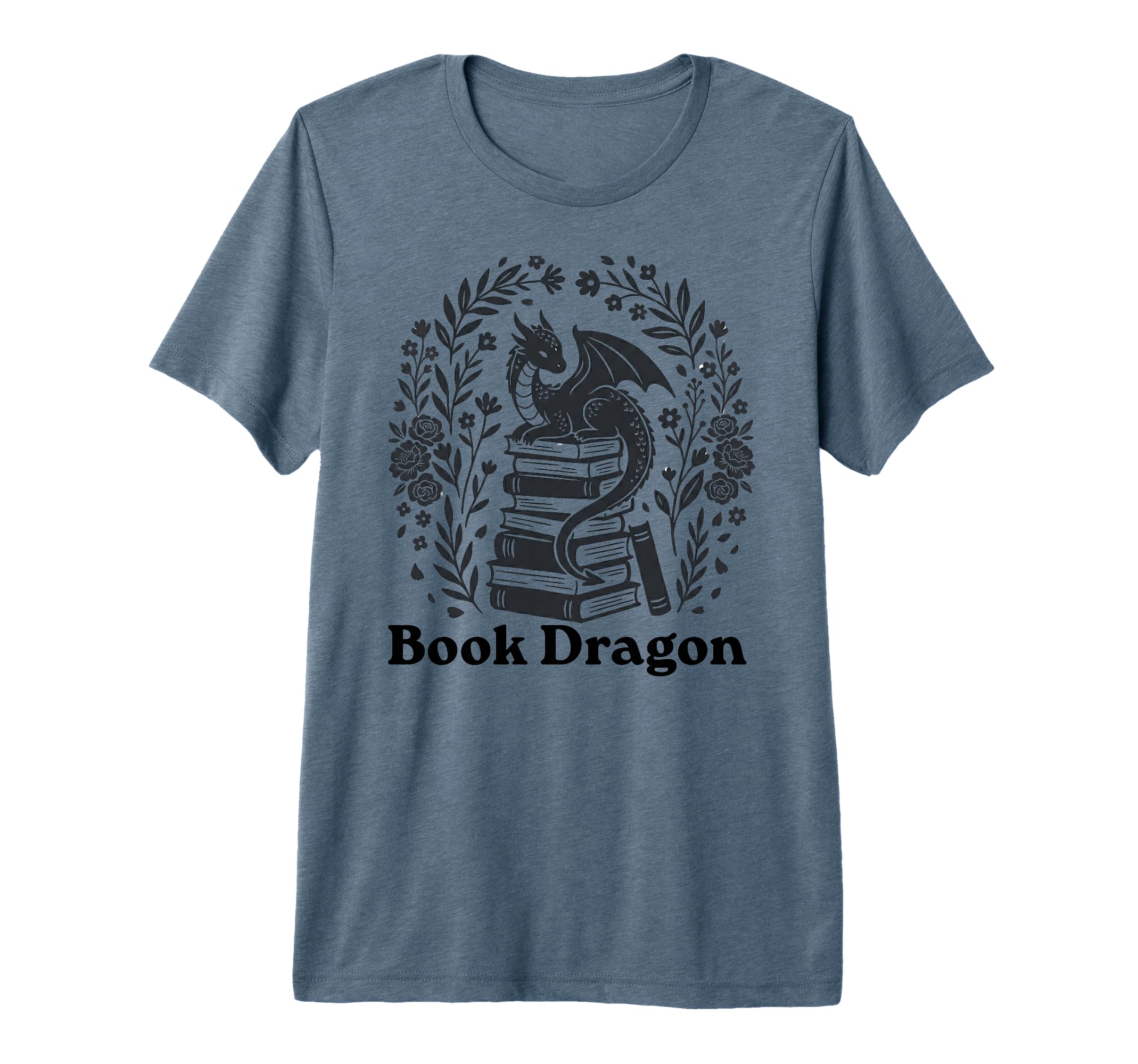 Book Dragon Reading Tri Blend T-Shirt - Graphic Print for Adults - T-Shirt, Sweatshirt, Hoodie