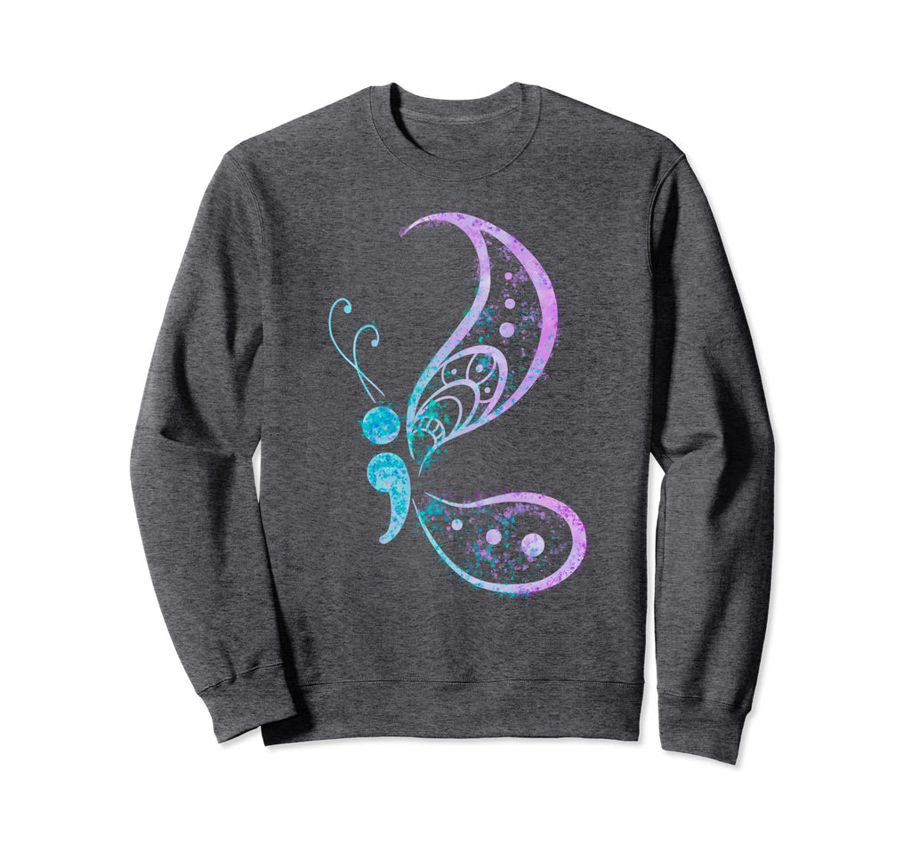 Semicolon Butterfly Semi Colon Sweatshirt - Custom Art Print Men Women - T-Shirt, Sweatshirt, Hoodie