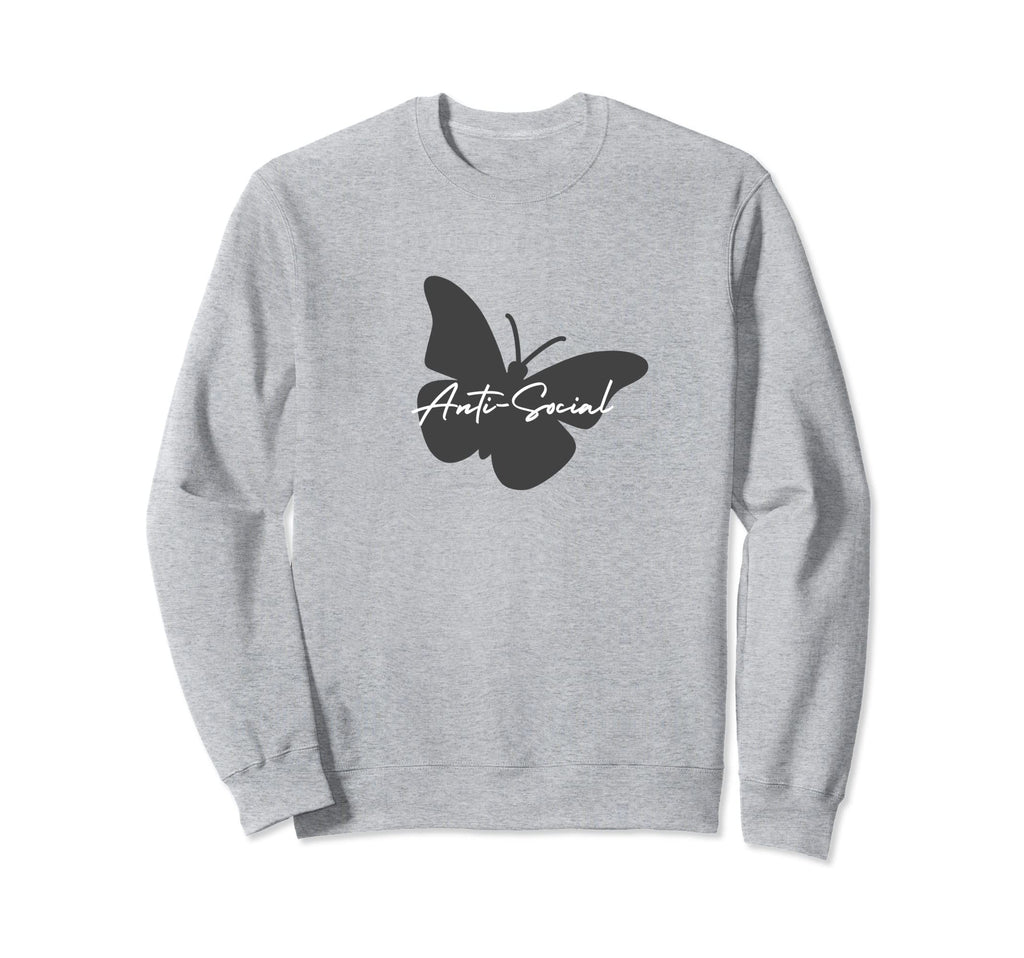 Anti Social Butterfly Anti Social Sweatshirt - Minimalist Print Men Women - T-Shirt, Sweatshirt, Hoodie