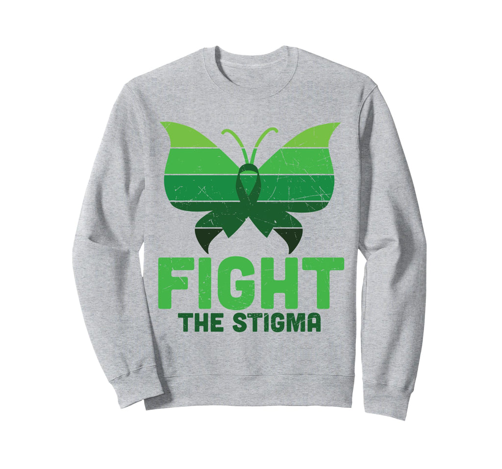 Fight Stigma Butterfly Green Sweatshirt - Fun Novelty Design for Adults - T-Shirt, Sweatshirt, Hoodie