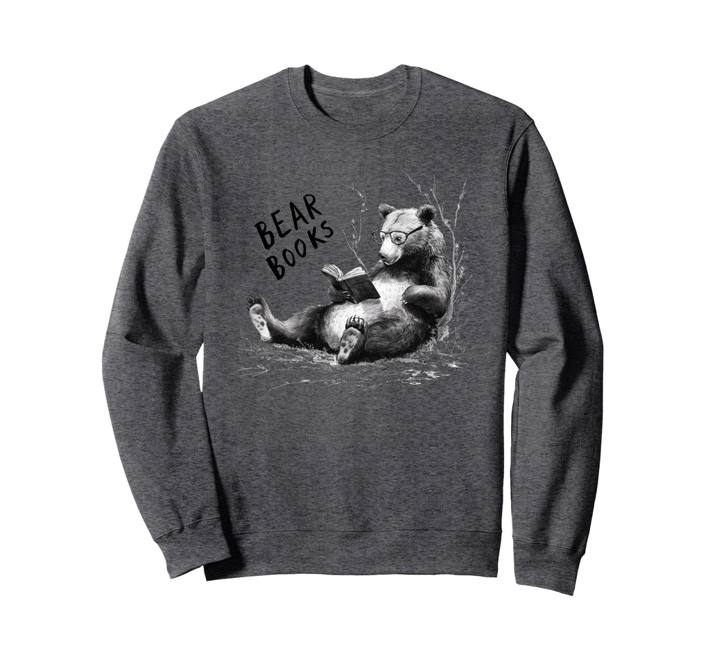 Bear Books Reading Wildlife Nerd Sweatshirt - Custom Art Print for Adults - T-Shirt, Sweatshirt, Hoodie
