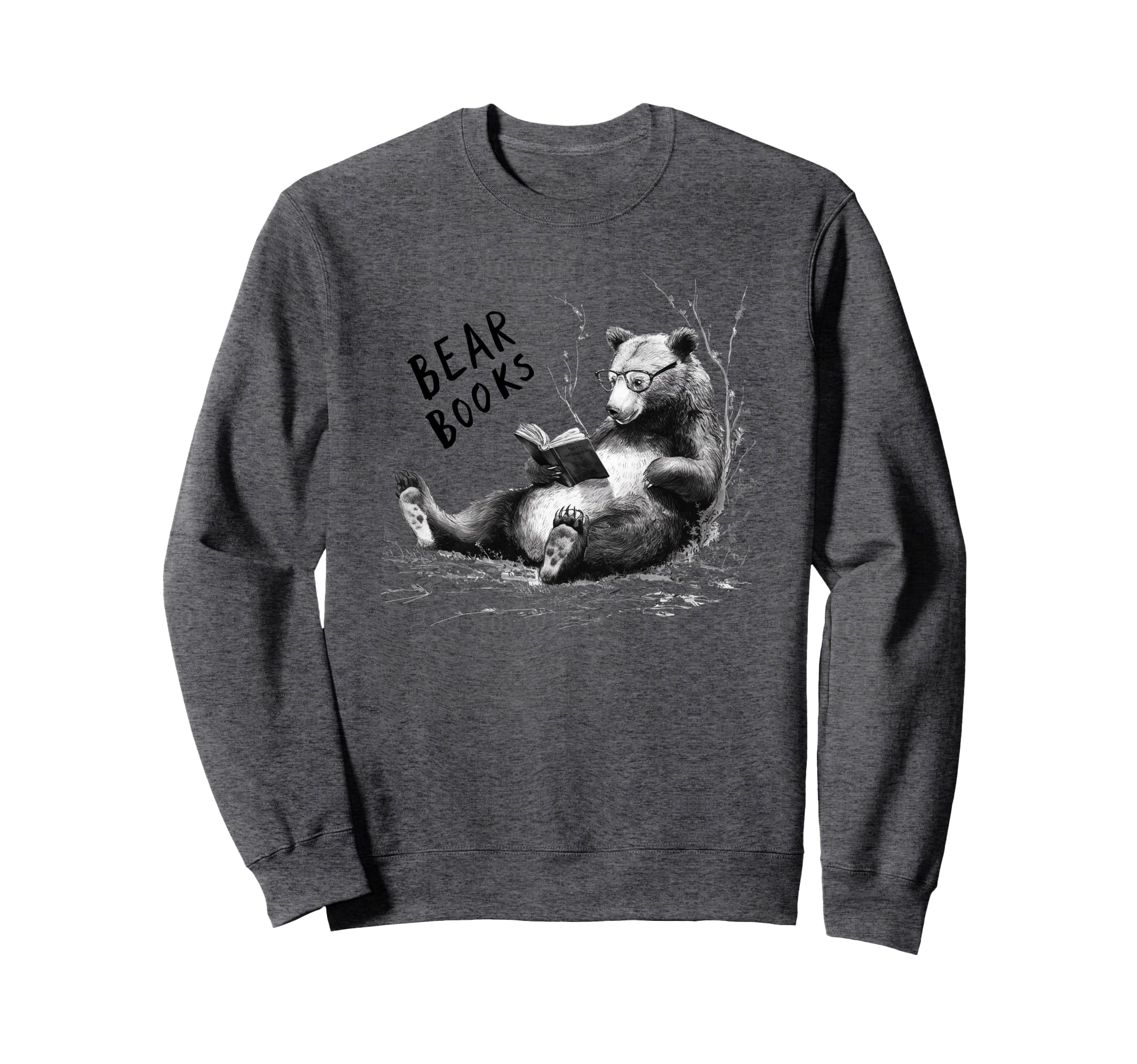 Bear Books Reading Wildlife Nerd Sweatshirt - Custom Art Print for Adults - T-Shirt, Sweatshirt, Hoodie
