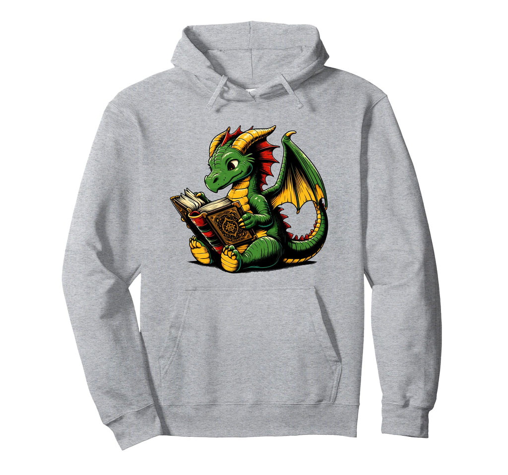 Dragon Reading Book Bookworm Books Hoodie - Aesthetic Graphic Men Women - T-Shirt, Sweatshirt, Hoodie