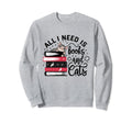 Cats Books Reading Pet Literature Gift Hoodie - Unique Graphic Men Women - T-Shirt, Sweatshirt, Hoodie