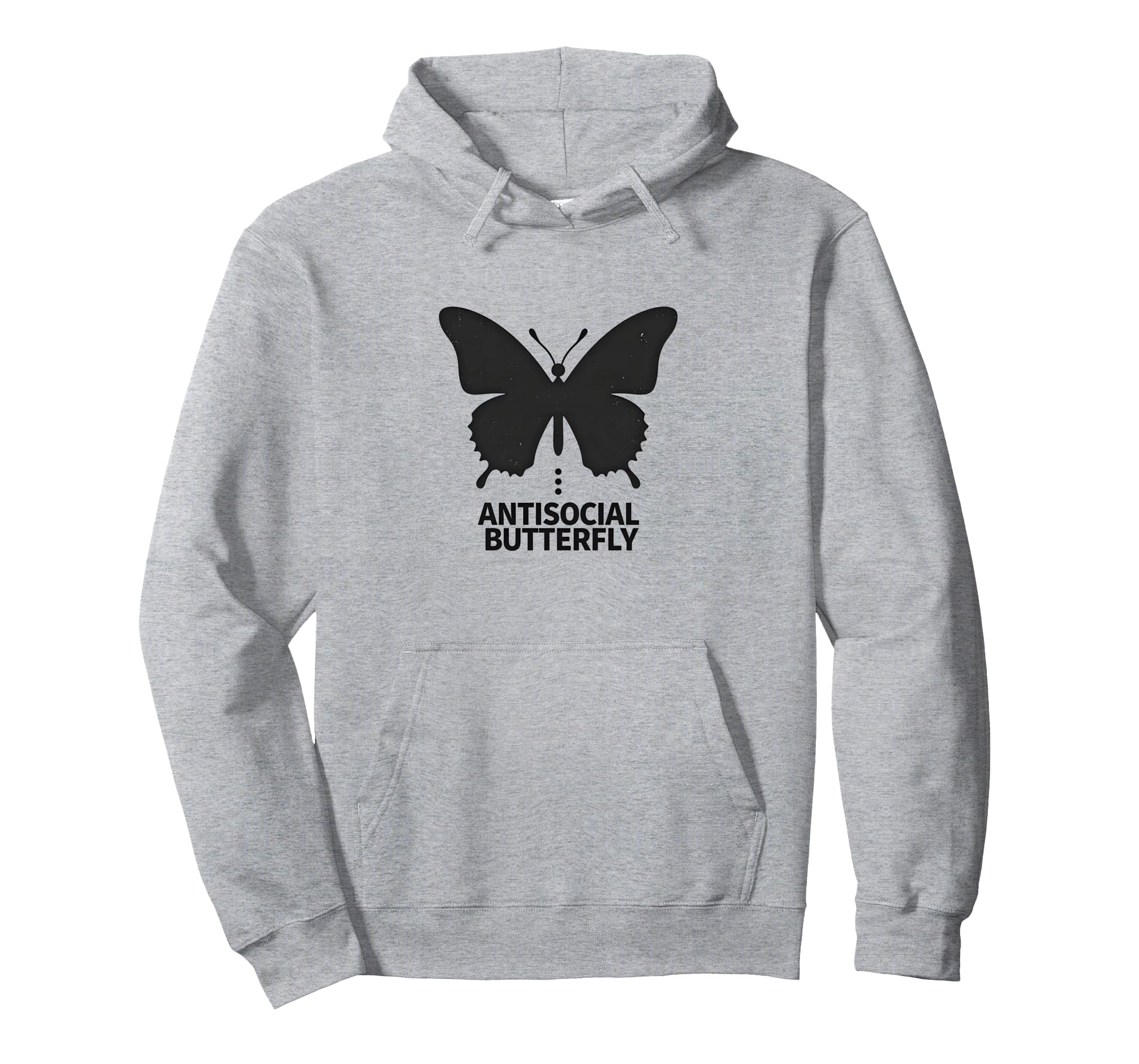 Antisocial Butterfly Minimalist Black Hoodie - Streetwear Style Unisex - T-Shirt, Sweatshirt, Hoodie