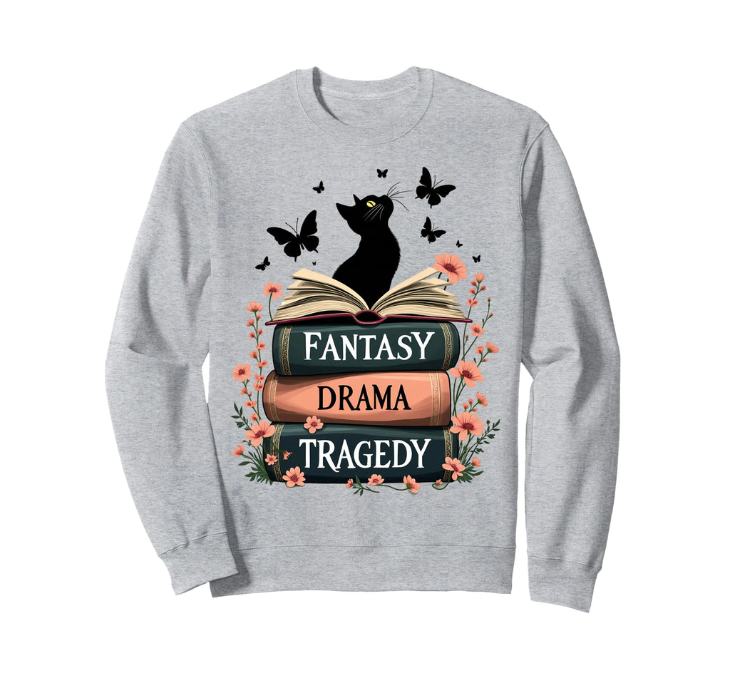 Fantasy Drama Tragedy Cat Book Sweatshirt - Streetwear Style Men Women - T-Shirt, Sweatshirt, Hoodie