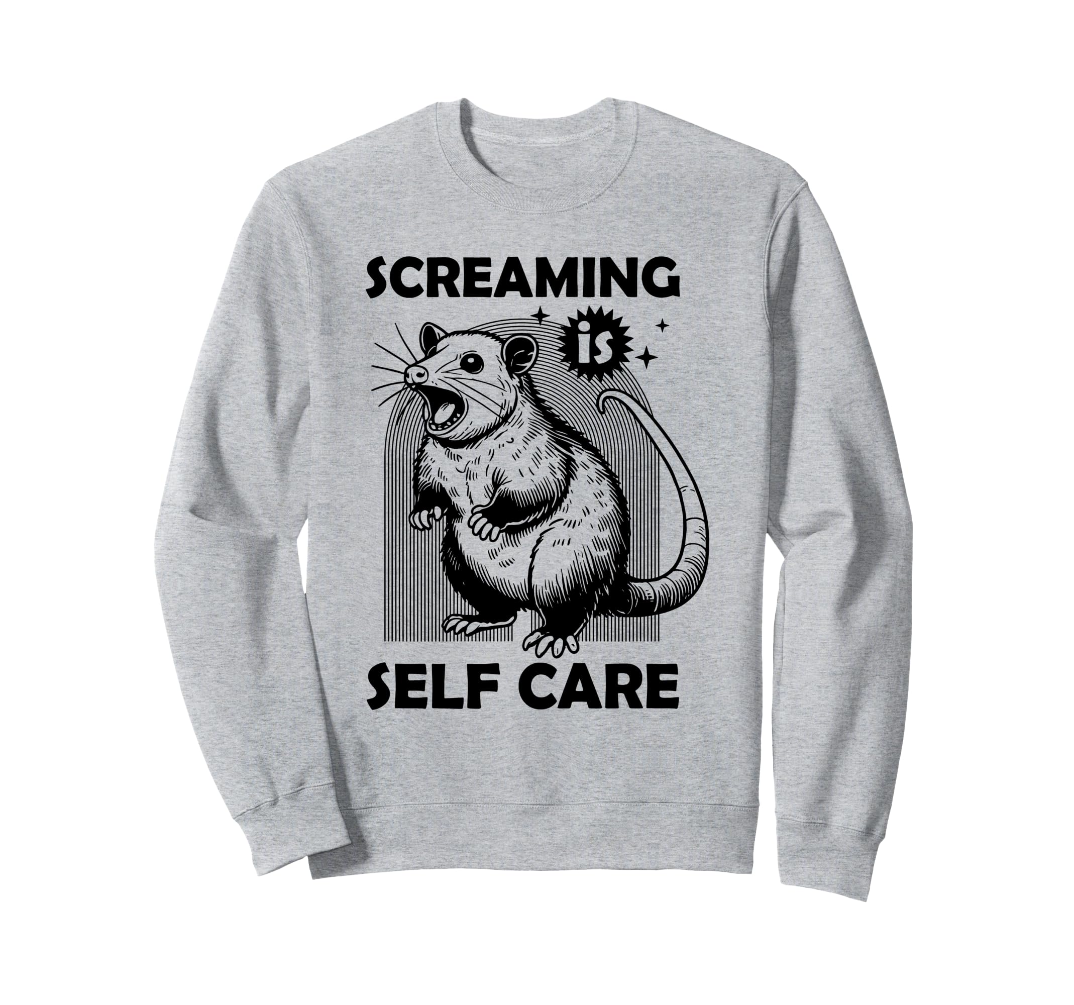 Screaming Is Self Care Funny Raccoon Sweatshirt - Graphic Print for Adults - T-Shirt, Sweatshirt, Hoodie