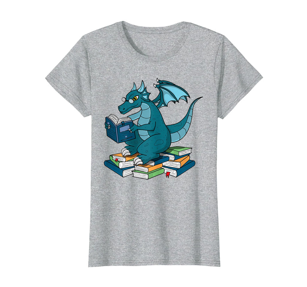 Whimsical Dragon Reading Books Nerd T-Shirt - Trendy Graphic Unisex - T-Shirt, Sweatshirt, Hoodie
