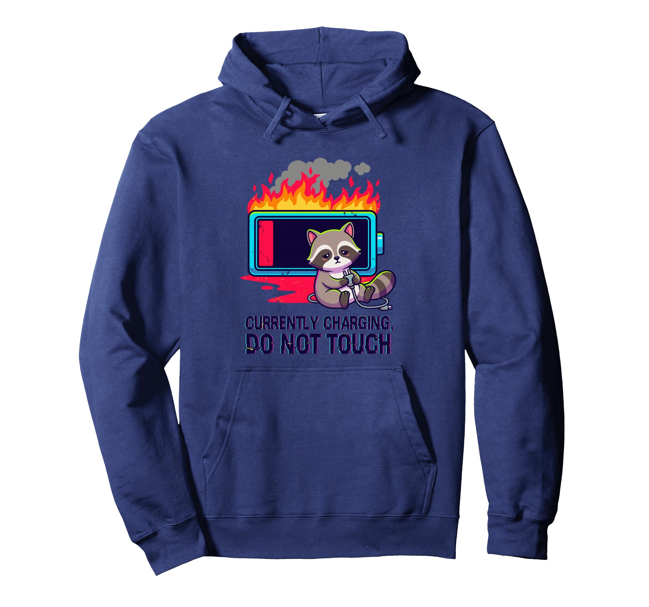 Social Battery Low Funny Tired Raccoon Hoodie - Trendy Graphic for Adults - T-Shirt, Sweatshirt, Hoodie
