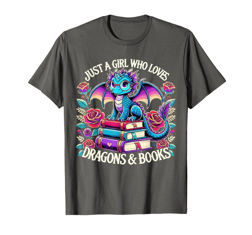 Just Who Loves Dragons And Books T-Shirt - Minimalist Print for Adults - T-Shirt, Sweatshirt, Hoodie