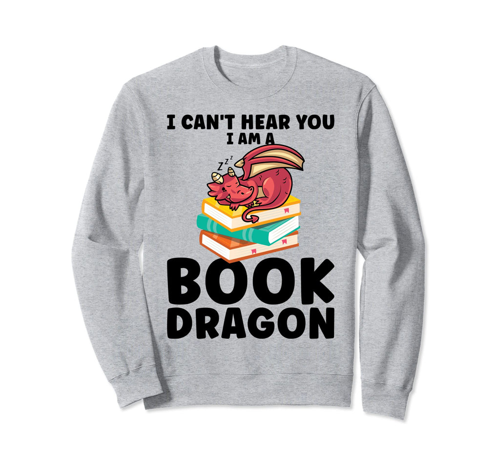 I Cant Hear You I Am Book Dragon Sweatshirt - Minimalist Print Men Women - T-Shirt, Sweatshirt, Hoodie