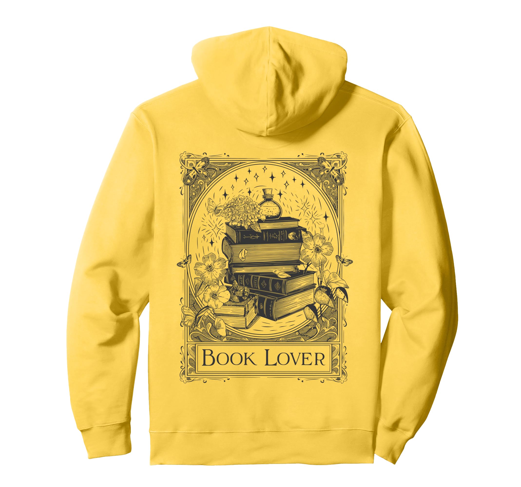 Book Lover Bibliophile Floral Gothic Hoodie - Minimalist Print for Adults - T-Shirt, Sweatshirt, Hoodie