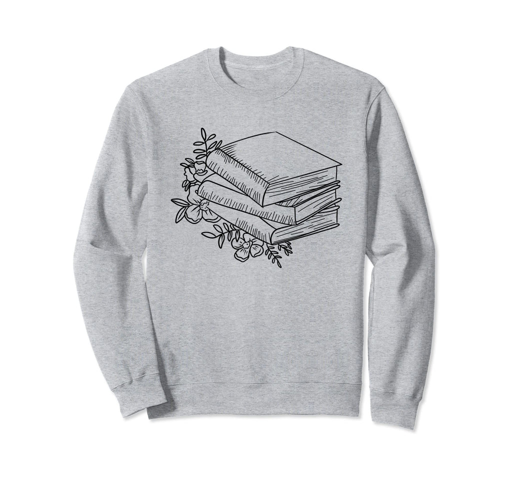 Floral Flower Book Reading Bookworm Sweatshirt - Unique Graphic Unisex - T-Shirt, Sweatshirt, Hoodie