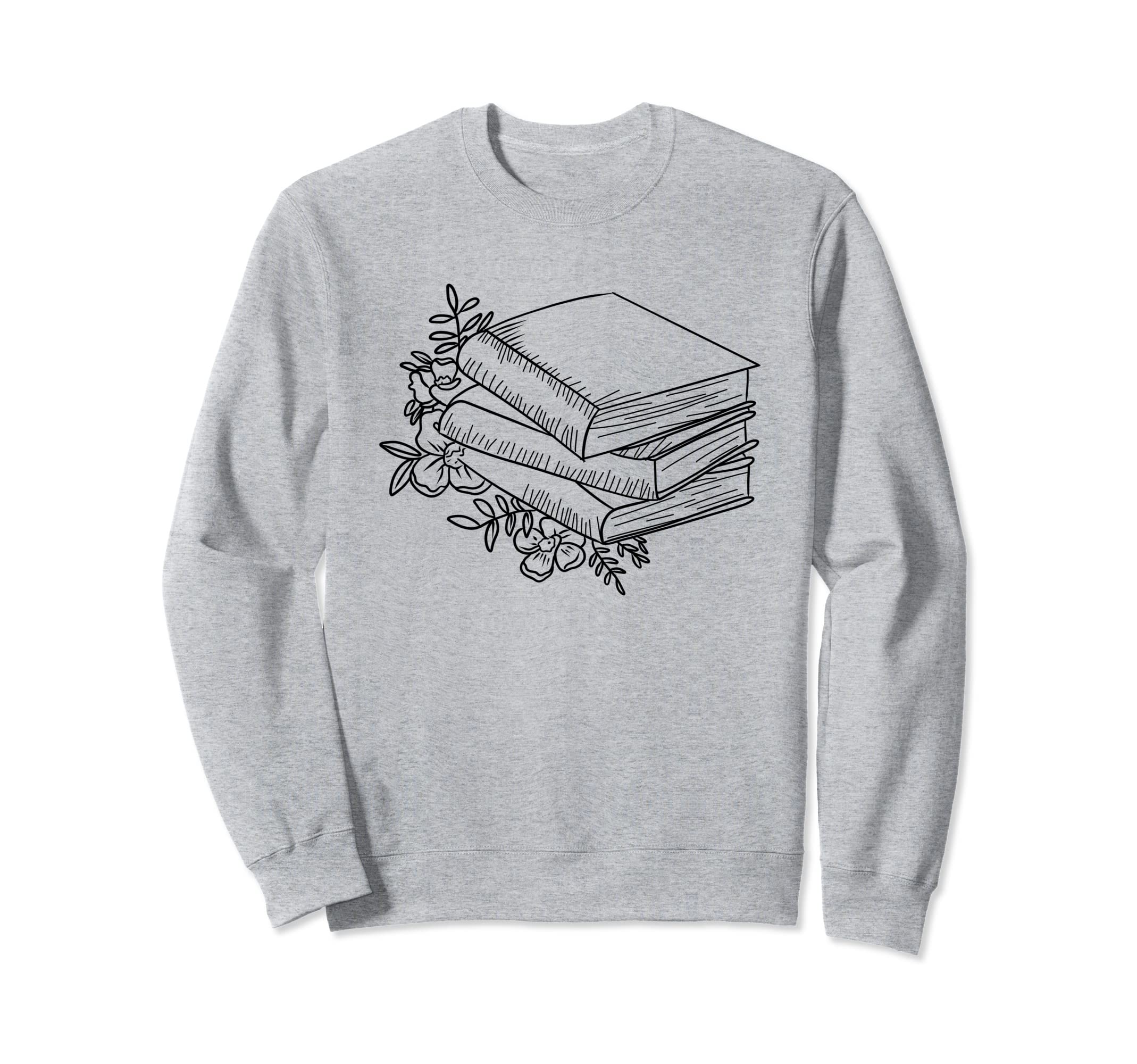 Floral Flower Book Reading Bookworm Sweatshirt - Unique Graphic Unisex - T-Shirt, Sweatshirt, Hoodie