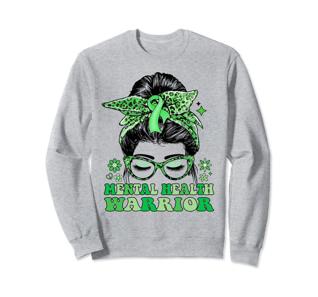 Groovy Messy Bun Leopard Green Sweatshirt - Unique Graphic Men Women - T-Shirt, Sweatshirt, Hoodie