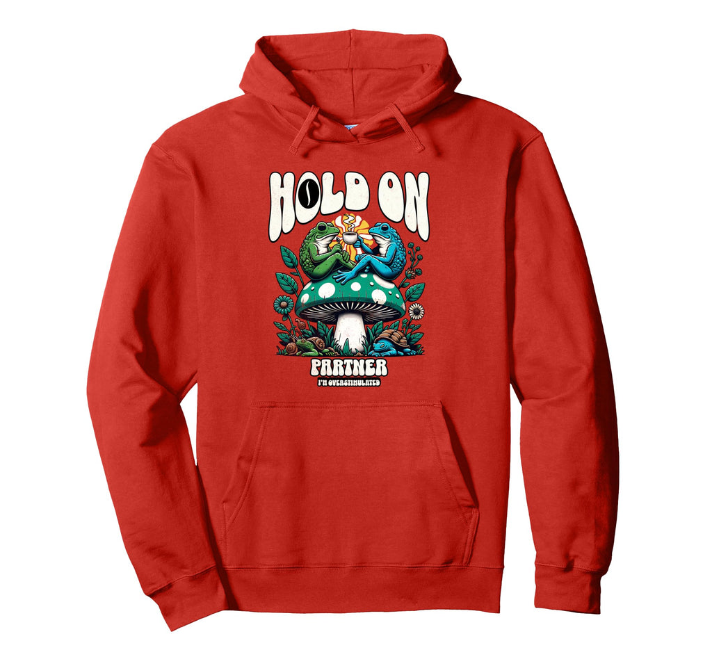 Funny Frogs Drinking Coffee Mushroom Hoodie - Custom Art Print for Adults - T-Shirt, Sweatshirt, Hoodie