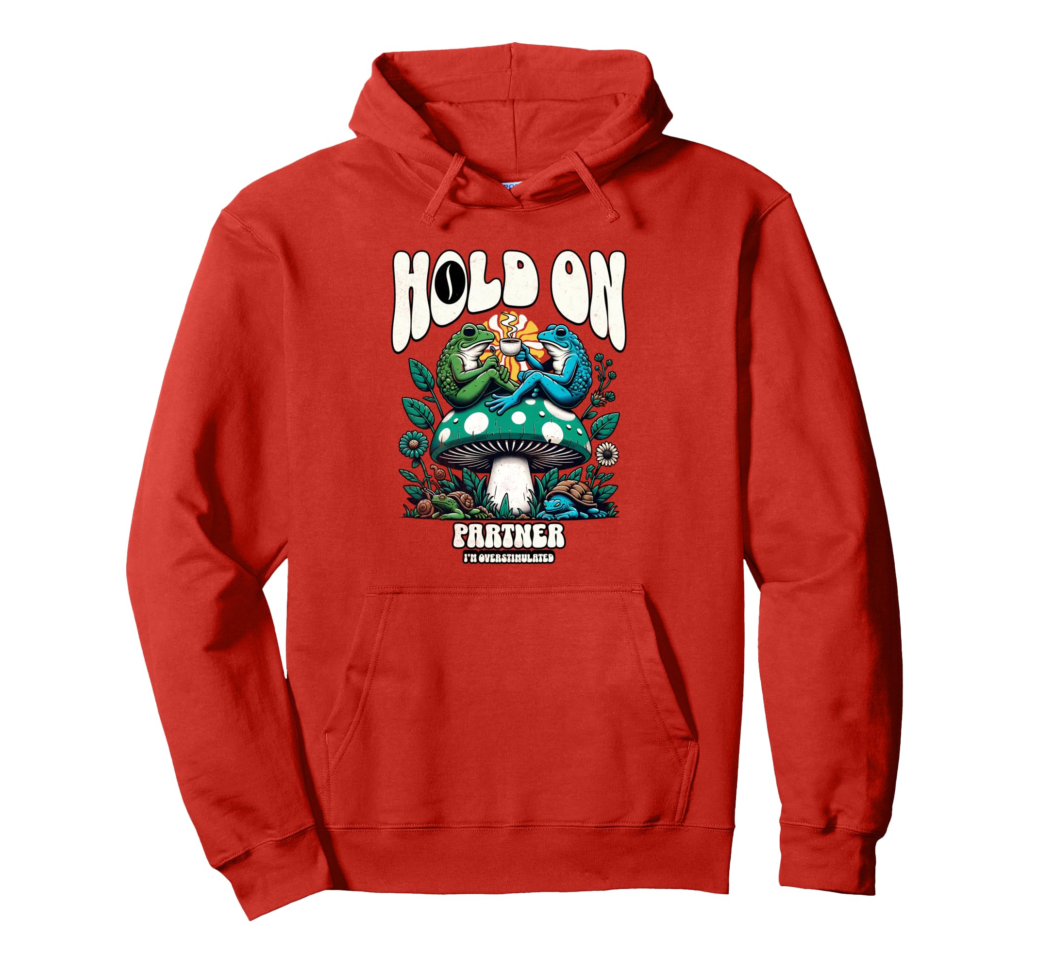 Funny Frogs Drinking Coffee Mushroom Hoodie - Custom Art Print for Adults - T-Shirt, Sweatshirt, Hoodie