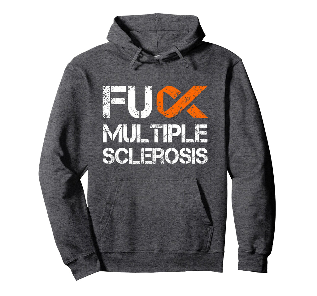 Fuck Multiple Sclerosis Ms Support Ribbon Hoodie - Graphic Print for Adults - T-Shirt, Sweatshirt, Hoodie