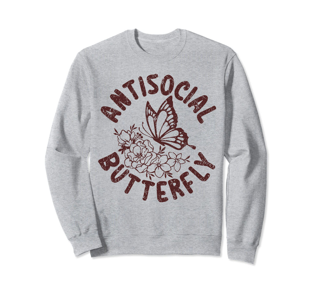 Insect Antisocial Butterfly Sweatshirt - Minimalist Print Men Women - T-Shirt, Sweatshirt, Hoodie